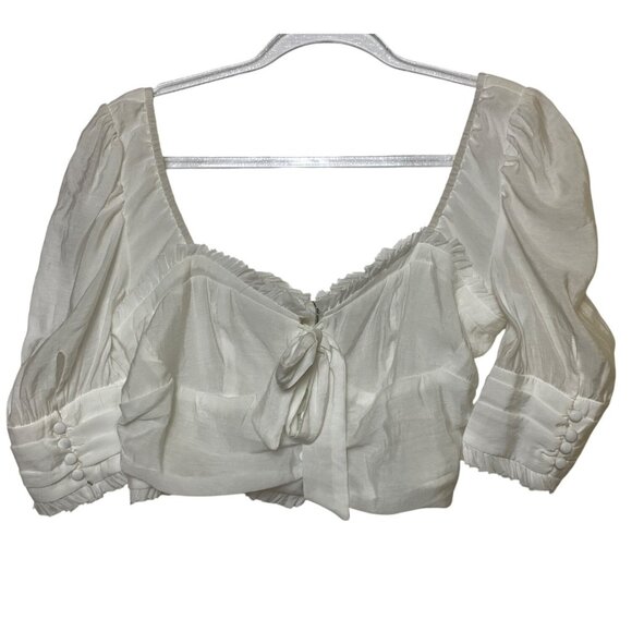 White Crop‎ Top Ruffles Fashion Nova XL Sexy Western Pinup Daisy Duke Summer Hot - Picture 1 of 3